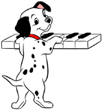 Dalmatian puppy playing the piano