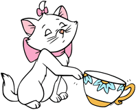 Marie tipping over a teacup