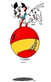 Puppy on bouncy ball