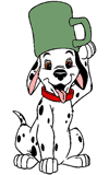 Puppy with a cup on his head