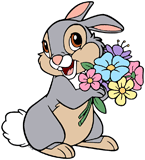 Thumper holding a bouquet of flowers