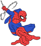 Spider-Man swinging from his web