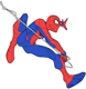 Spider-Man swinging from his web
