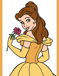 Bookmark with Belle holding a rose
