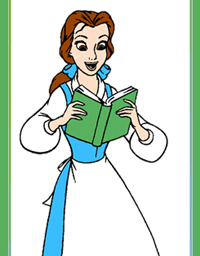 Bookmark of Belle reading: I love books