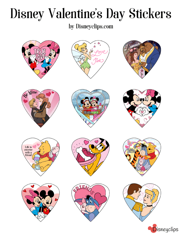 Printable Disney Valentine's Day Stickers
