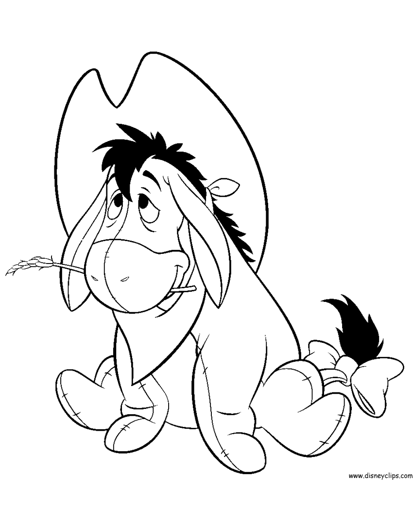 Eeyore as a pumpkin coloring page Eeyore as a cowboy