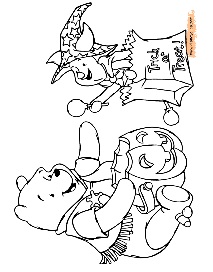 disney winnie the pooh and piglet halloween coloring page