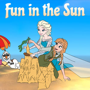 Anna, Elsa and Olaf having fun in the summer sun