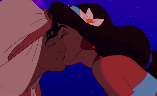 Aladdin and Jasmine kissing