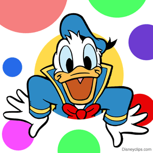 Donald popping out of a polka dot