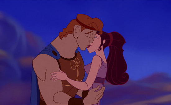 Hercules and Meg kissing
