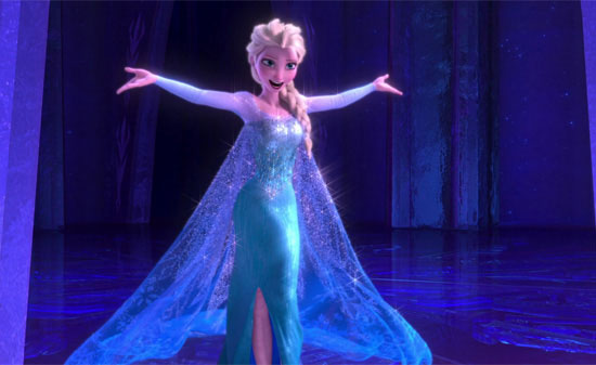 Elsa singing Let it Go in her ice palace