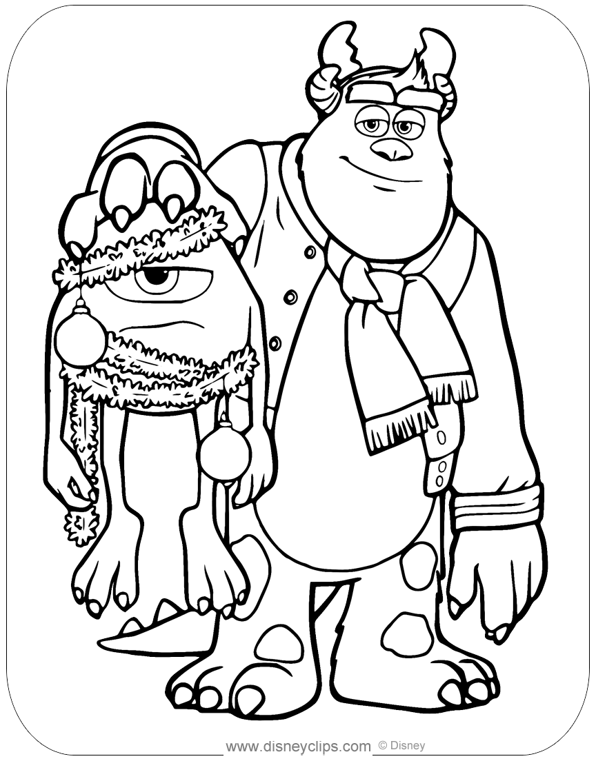 Monsters Inc Christmas Coloring Pages