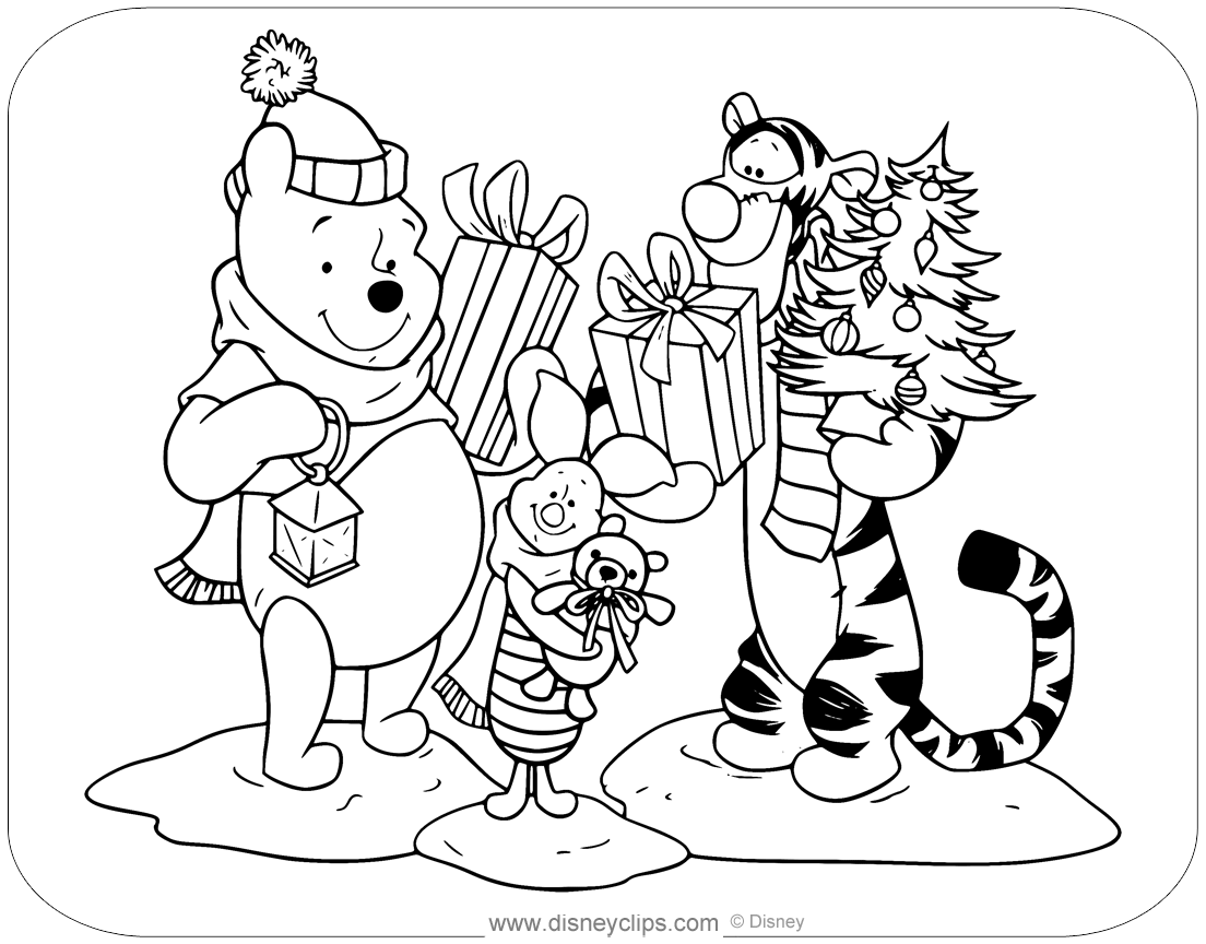 Winnie The Pooh Christmas Coloring Pages