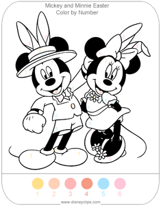 Mickey and Minnie Mouse color by number