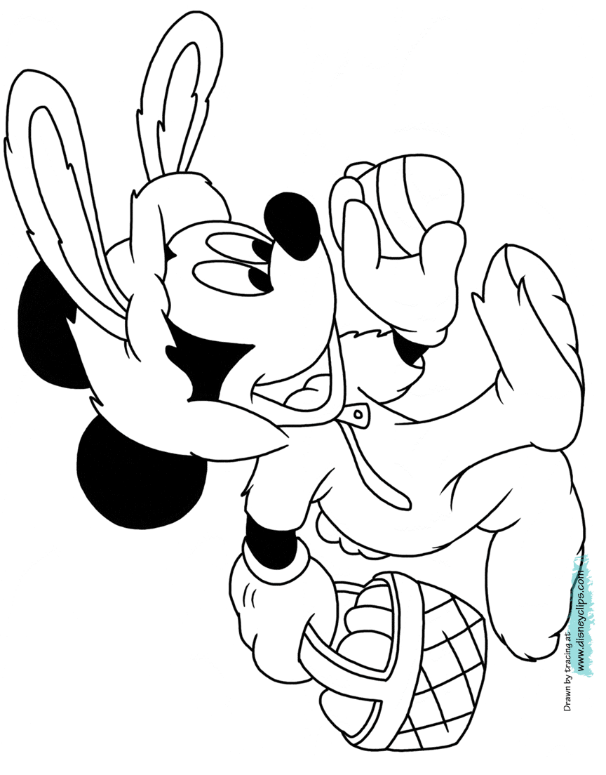 Easter bunny coloring page Mickey Mouse in bunny suit