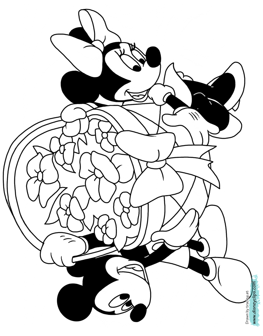 Mickey & Minnie s basket coloring page