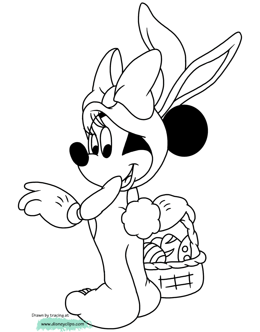 Minnie as the Easter bunny coloring page