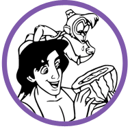 Aladdin and Abu coloring page