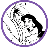 Aladdin and Jasmine coloring page