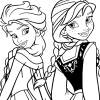 Anna and Elsa coloring page