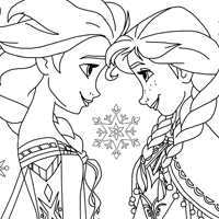 Anna and Elsa coloring page