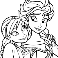 Anna and Elsa coloring page