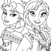 Anna and Elsa coloring page