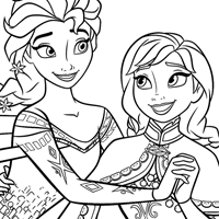 Anna and Elsa coloring page