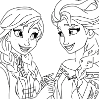 Anna and Elsa coloring page