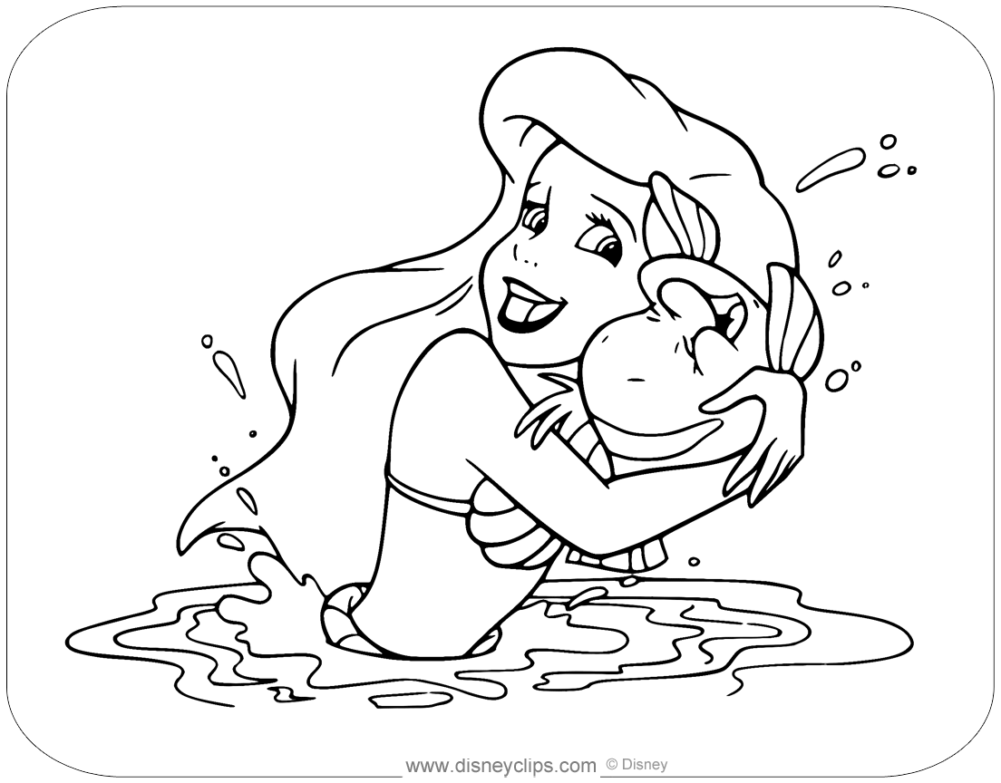 ariel and flounder the little mermaid coloring pages