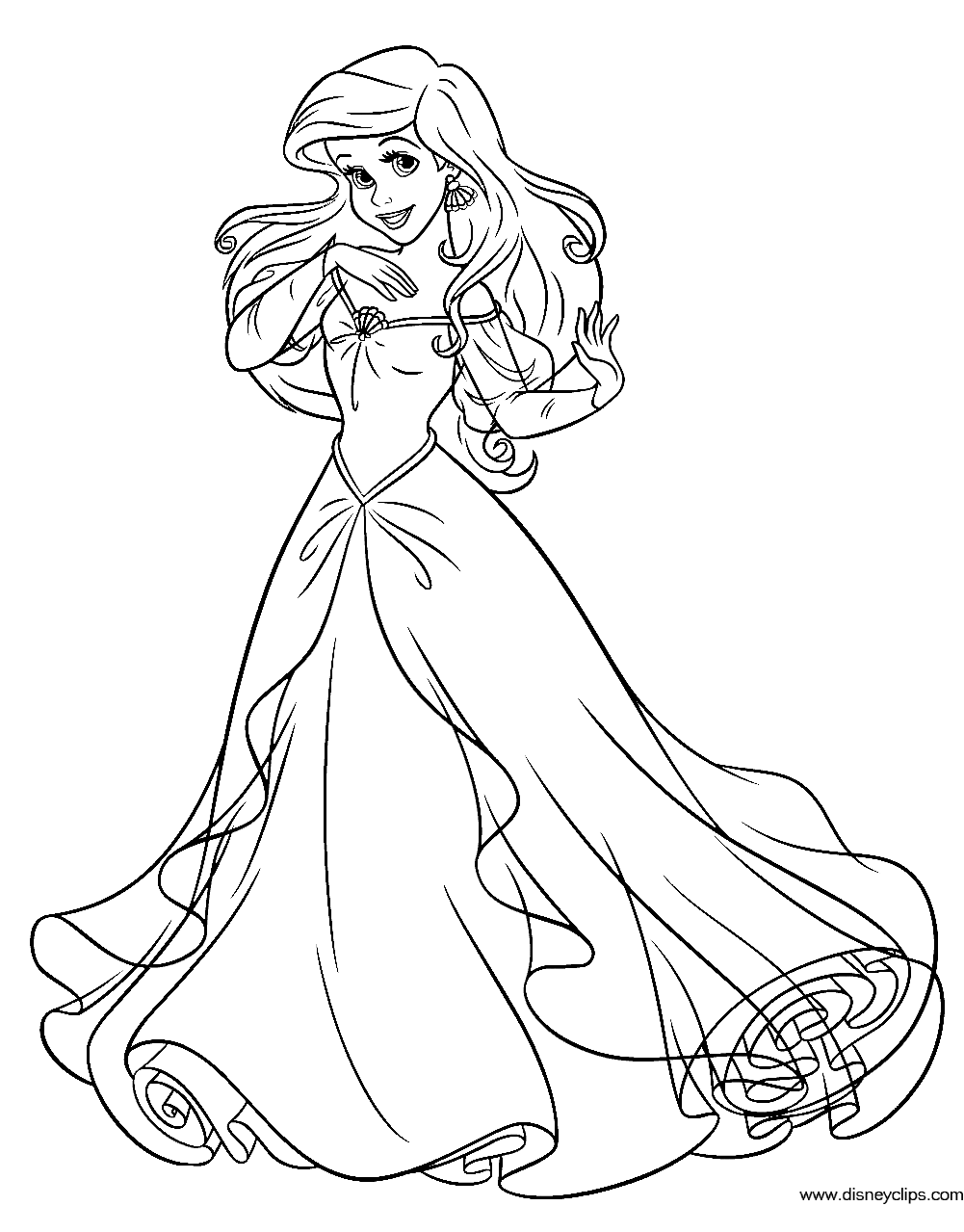 Gambar Mermaid Coloring Pages 3 Disney Book Ariel Dress Dresses ...