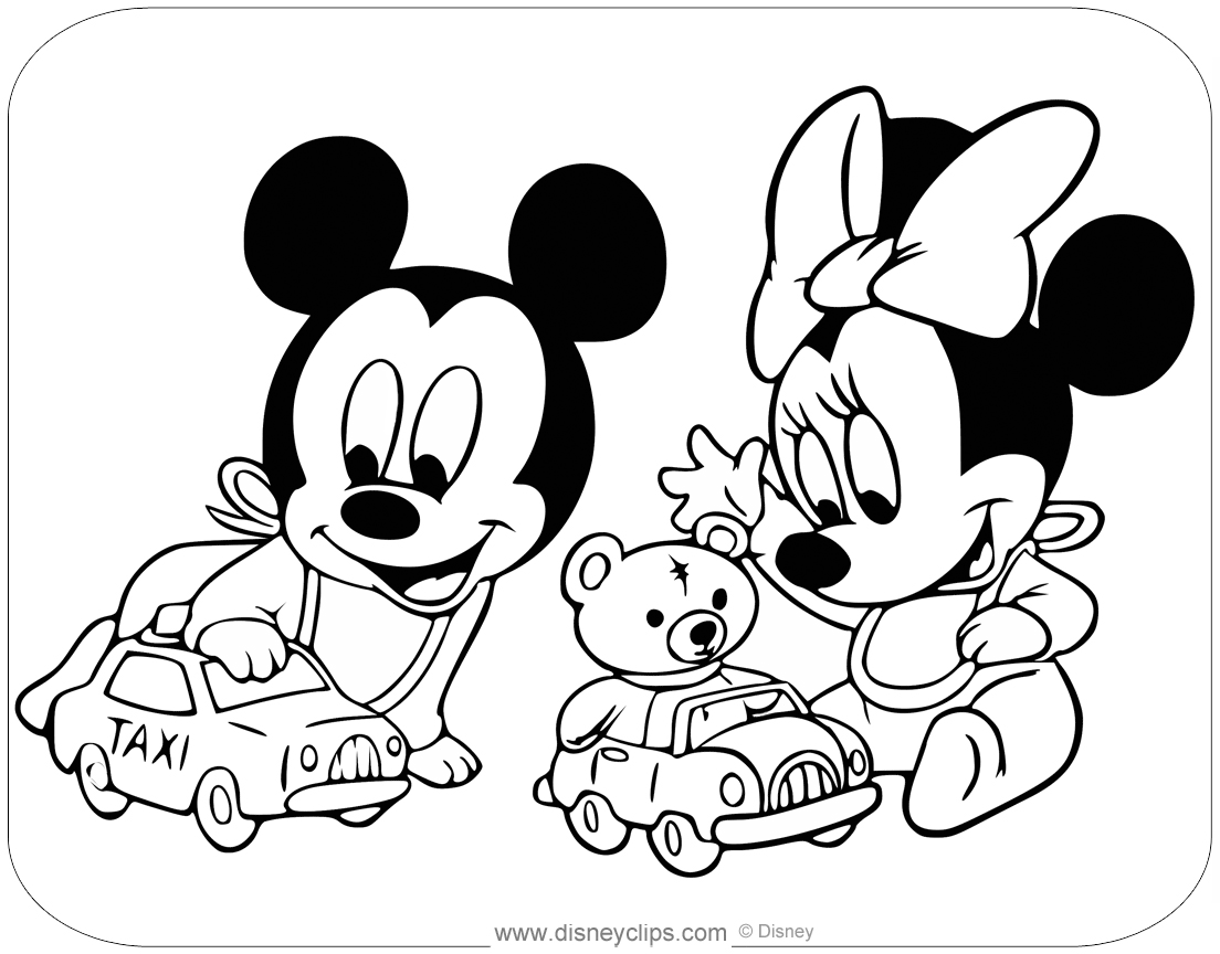 baby mickey and minnie coloring pages