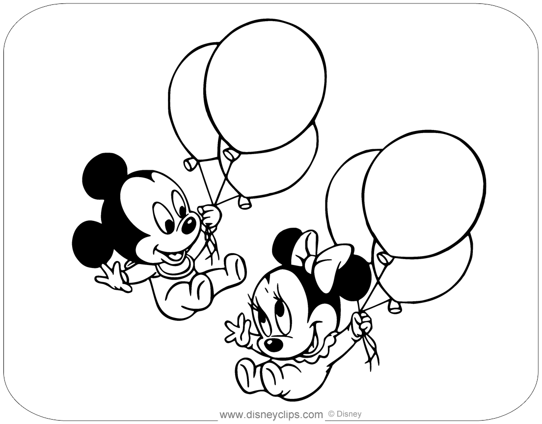 baby mickey and minnie coloring pages