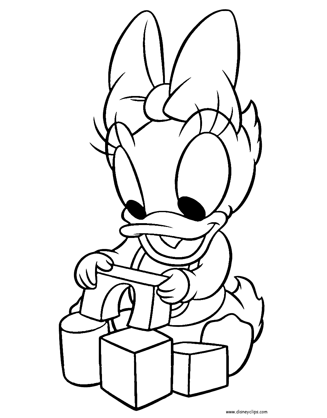 coloring page Daisy playing with blocks