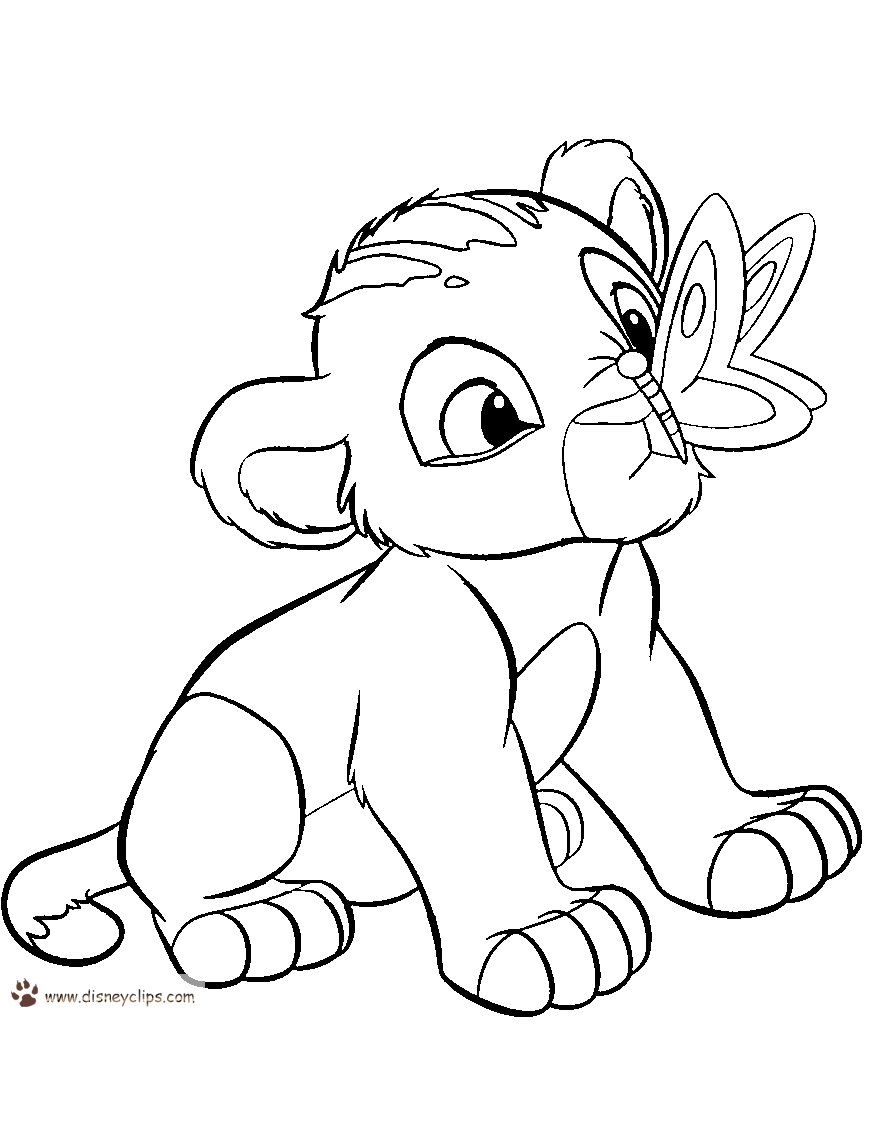 coloring page Baby Simba butterfly