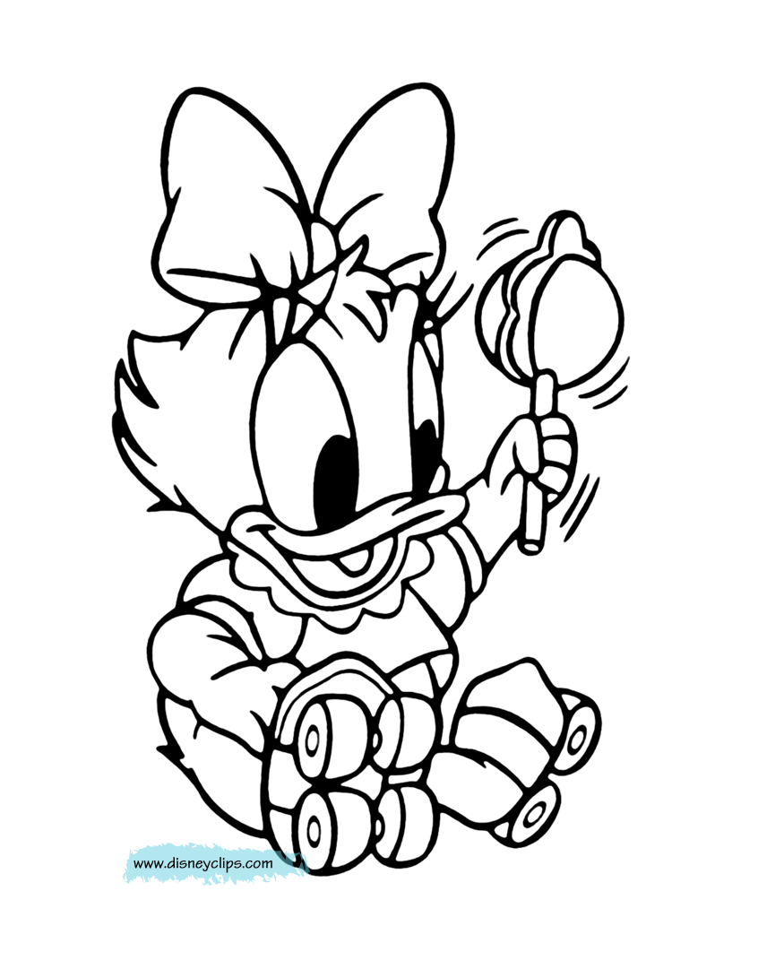 coloring page Baby Daisy with rattle