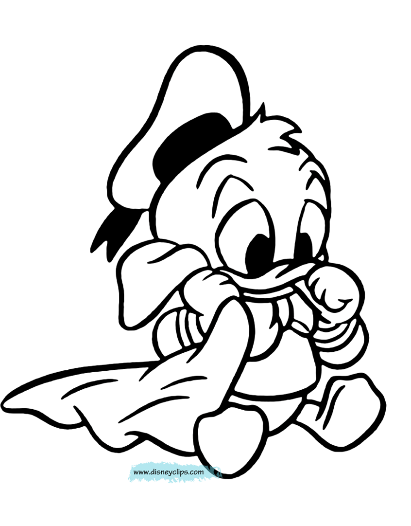 Disney babies coloring page Baby Donald teddy bear