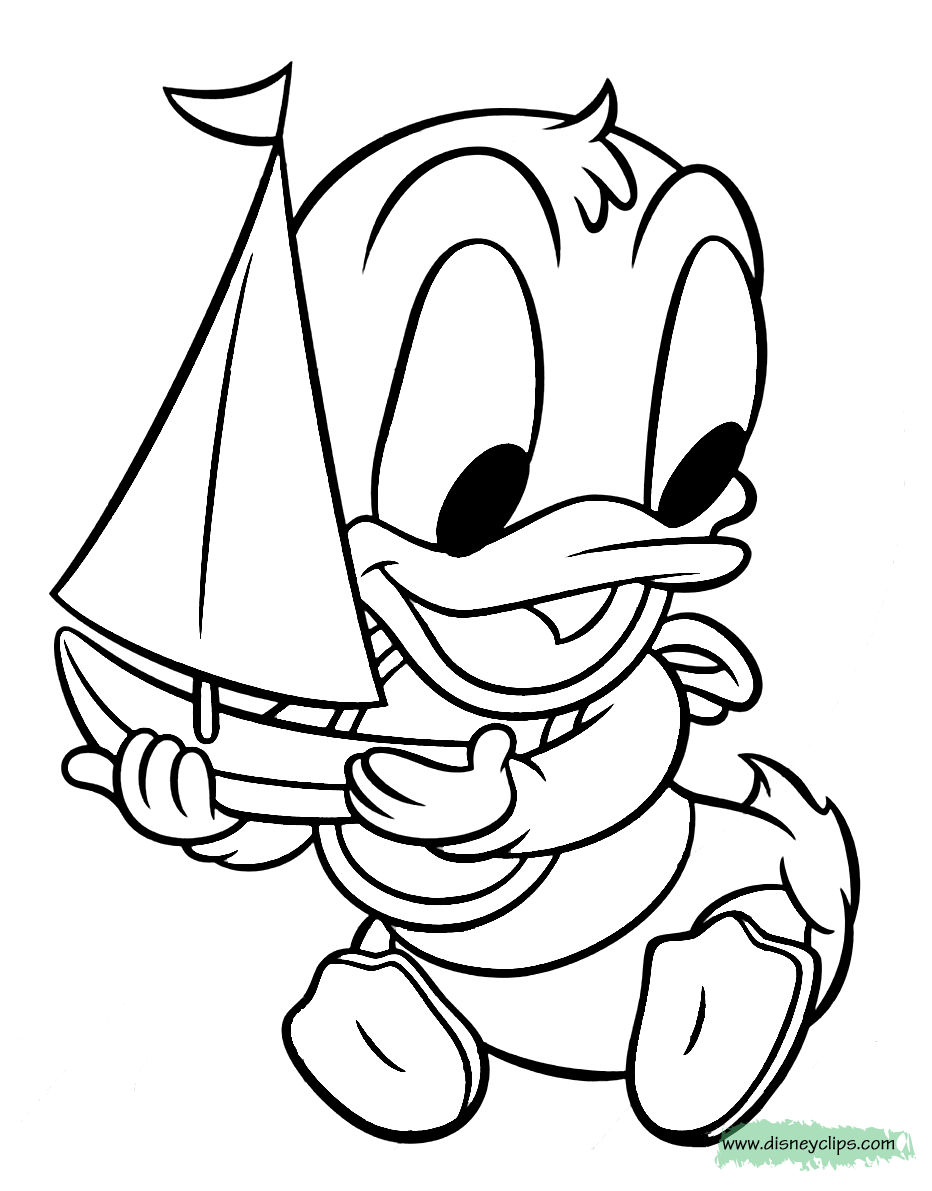 coloring page Baby Donald toy sailboat