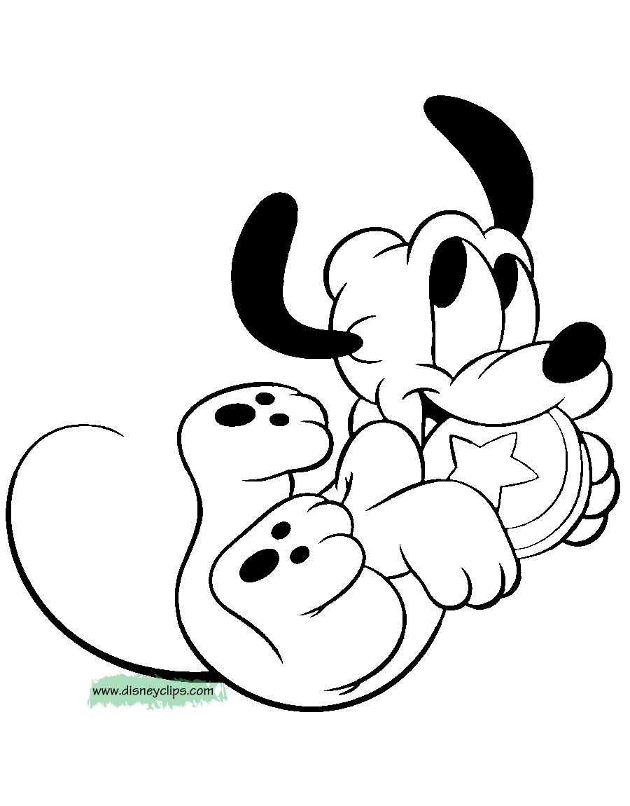 coloring page Baby Pluto playing ball