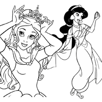 Belle and Jasmine coloring page