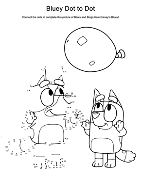 Bluey dot to dot coloring page game