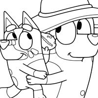 Bluey and Chilli coloring page