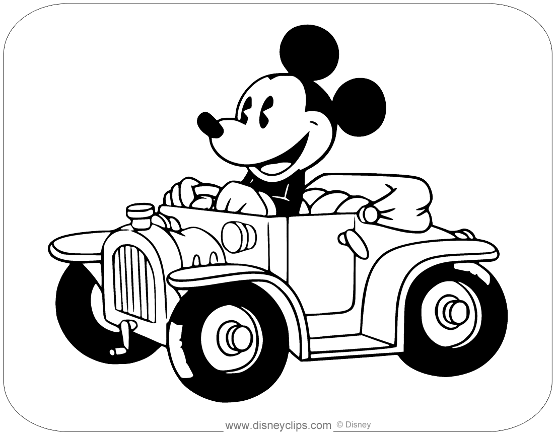 Mickey Mouse Driving Coloring Pages 