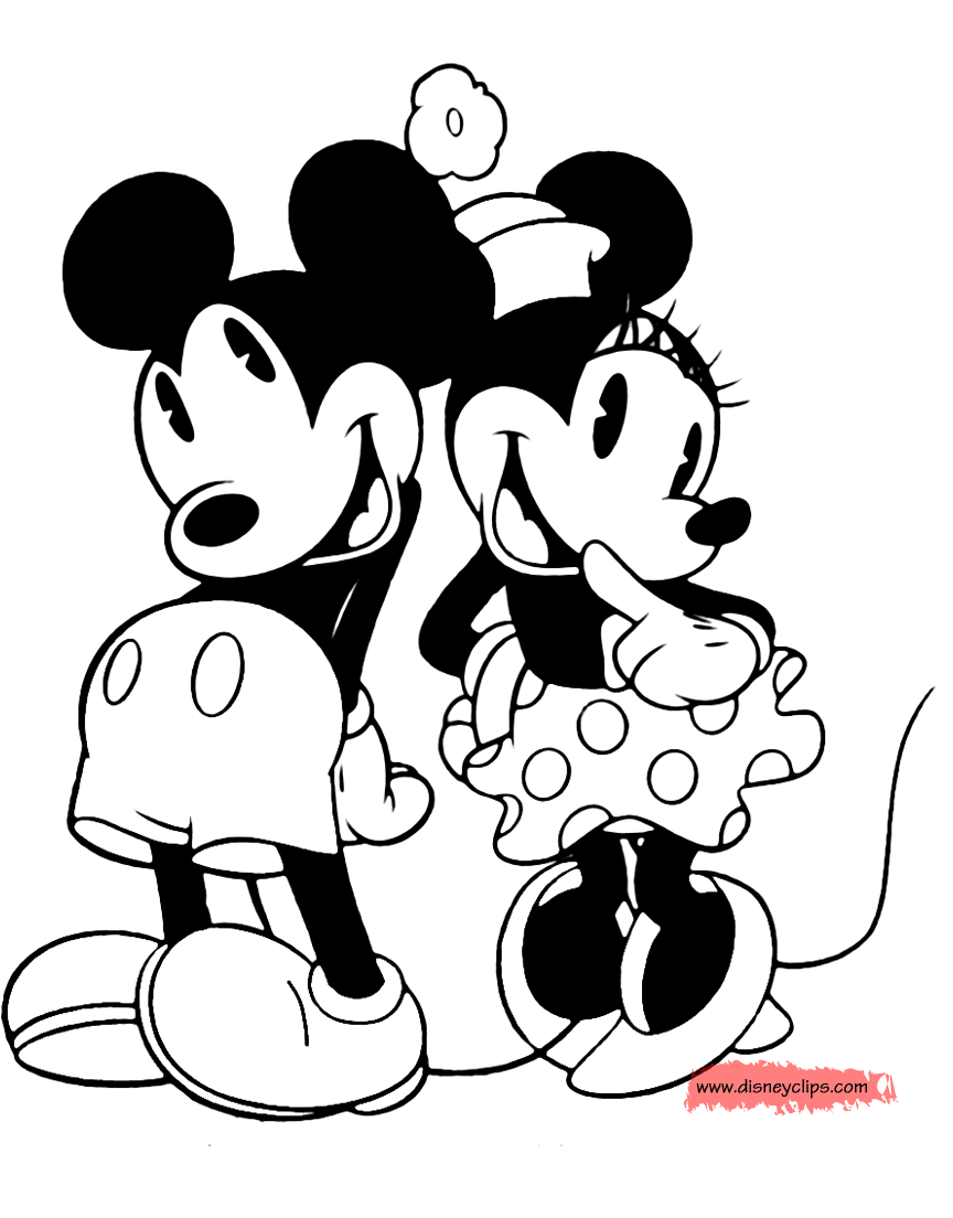 coloring page Mickey & Minnie Mouse