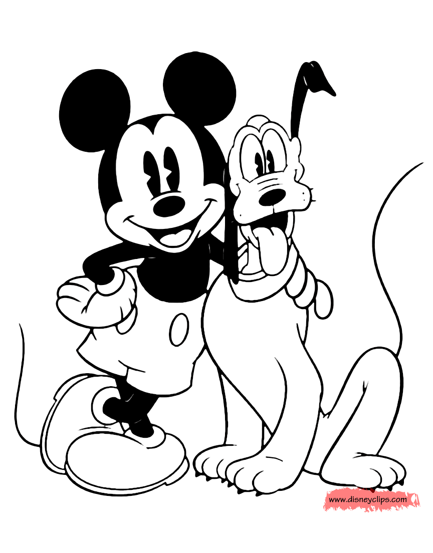 coloring page Mickey & Pluto