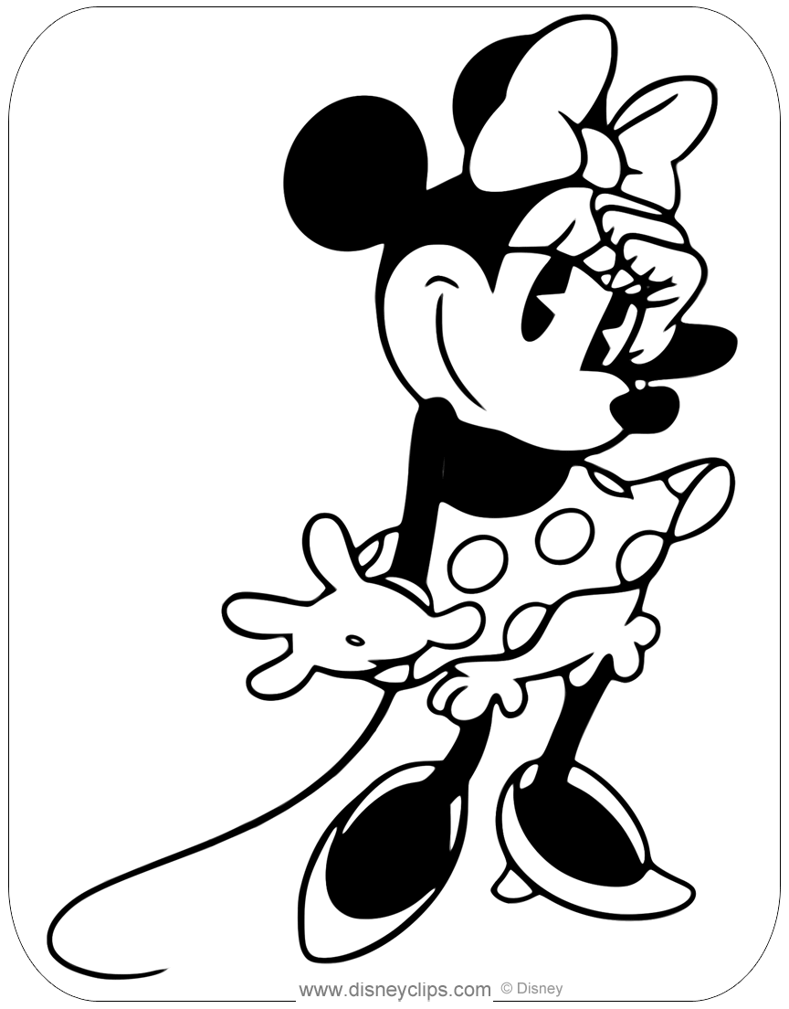 Classic Minnie Mouse Coloring Pages | Disneyclips.com
