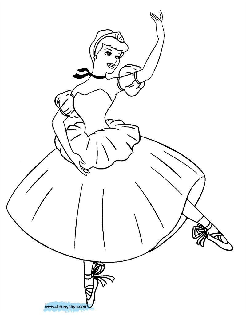 coloring page Cinderella as a ballerina