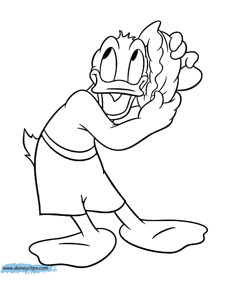 Donald Duck s face coloring page Donald at the beach